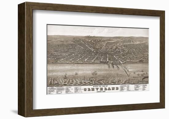 Bird’s Eye View of Cleveland, Ohio, 1877-A^ Ruger-Framed Art Print