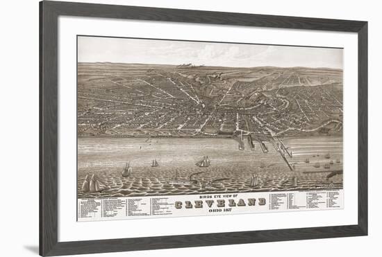 Bird’s Eye View of Cleveland, Ohio, 1877-A^ Ruger-Framed Art Print