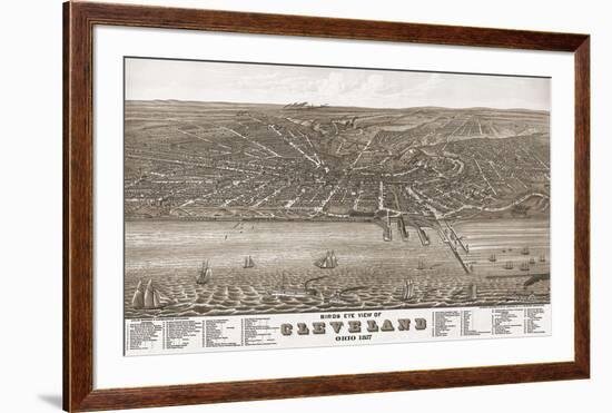 Bird’s Eye View of Cleveland, Ohio, 1877-A^ Ruger-Framed Art Print