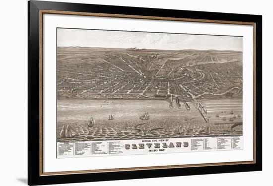 Bird’s Eye View of Cleveland, Ohio, 1877-A^ Ruger-Framed Art Print