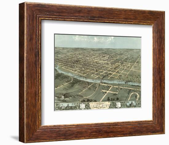 Bird’s Eye View of Iowa City, Iowa, 1868-A^ Ruger-Framed Art Print