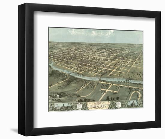 Bird’s Eye View of Iowa City, Iowa, 1868-A^ Ruger-Framed Art Print