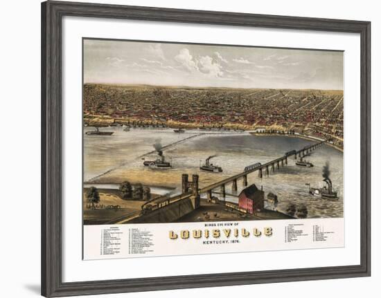 Bird’s Eye View of Louisville, Kentucky, 1876-A^ Ruger-Framed Giclee Print