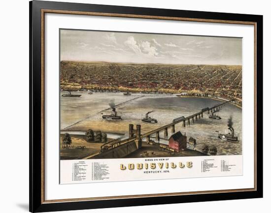 Bird’s Eye View of Louisville, Kentucky, 1876-A^ Ruger-Framed Giclee Print