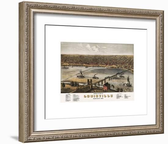 Bird’s Eye View of Louisville, Kentucky, 1876-A^ Ruger-Framed Giclee Print