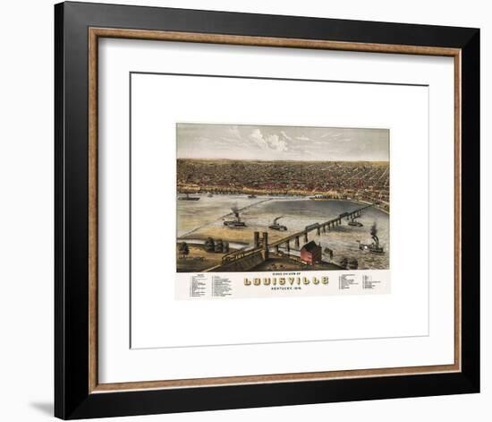 Bird’s Eye View of Louisville, Kentucky, 1876-A^ Ruger-Framed Giclee Print