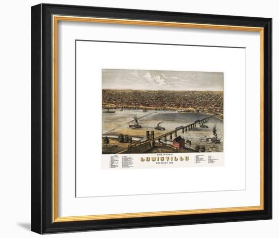 Bird’s Eye View of Louisville, Kentucky, 1876-A^ Ruger-Framed Giclee Print