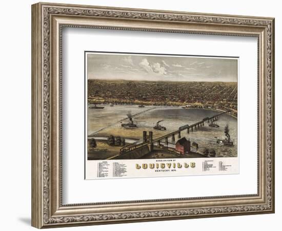 Bird’s Eye View of Louisville, Kentucky, 1876-A^ Ruger-Framed Art Print