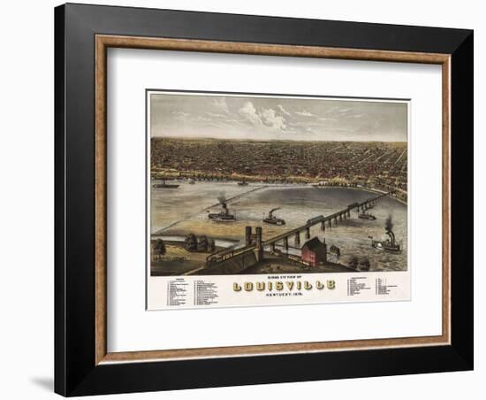 Bird’s Eye View of Louisville, Kentucky, 1876-A^ Ruger-Framed Art Print