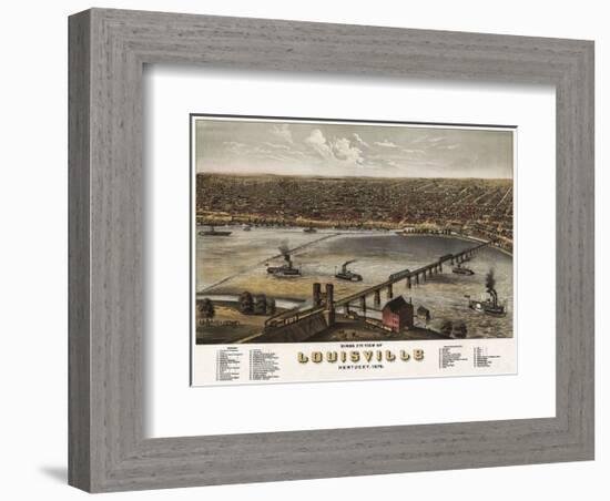 Bird’s Eye View of Louisville, Kentucky, 1876-A^ Ruger-Framed Art Print