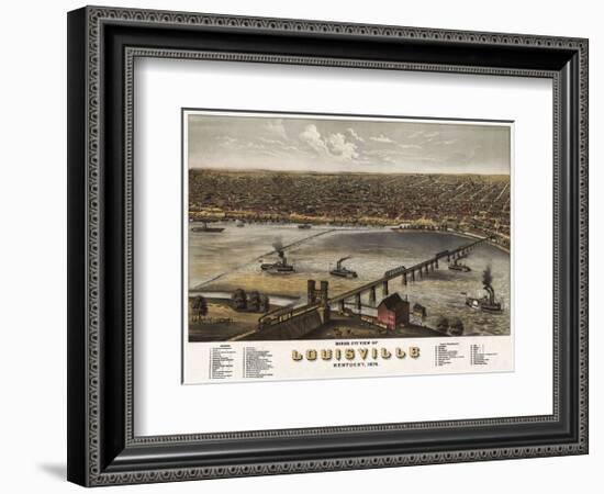 Bird’s Eye View of Louisville, Kentucky, 1876-A^ Ruger-Framed Art Print