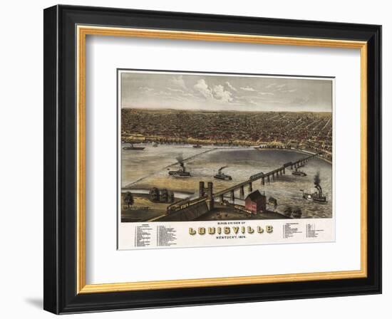 Bird’s Eye View of Louisville, Kentucky, 1876-A^ Ruger-Framed Art Print