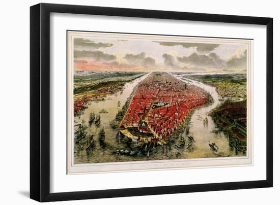 Bird'S-Eye View of New York and Environs-John Bachman-Framed Giclee Print