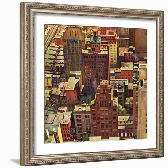 "Bird's-Eye View of New York City," August 17, 1946-John Falter-Framed Giclee Print