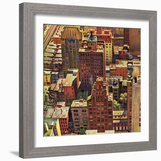 "Bird's-Eye View of New York City," August 17, 1946-John Falter-Framed Giclee Print