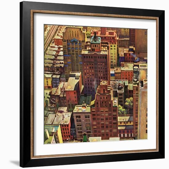 "Bird's-Eye View of New York City," August 17, 1946-John Falter-Framed Giclee Print