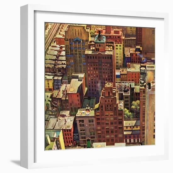 "Bird's-Eye View of New York City," August 17, 1946-John Falter-Framed Giclee Print