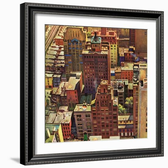 "Bird's-Eye View of New York City," August 17, 1946-John Falter-Framed Giclee Print