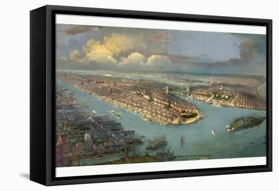 Bird's Eye View of New York City with the Hudson River and the New Jersey Waterfront on the Left-null-Framed Premier Image Canvas