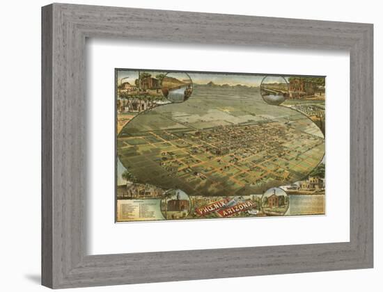 Bird’s Eye View of Phoenix, Arizona, 1885-C^J^ Dyer-Framed Art Print