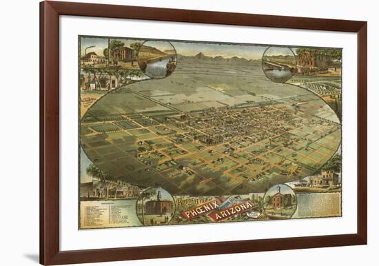 Bird’s Eye View of Phoenix, Arizona, 1885-C^J^ Dyer-Framed Art Print