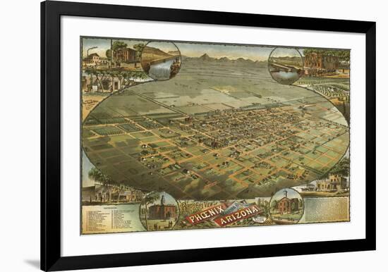 Bird’s Eye View of Phoenix, Arizona, 1885-C^J^ Dyer-Framed Art Print