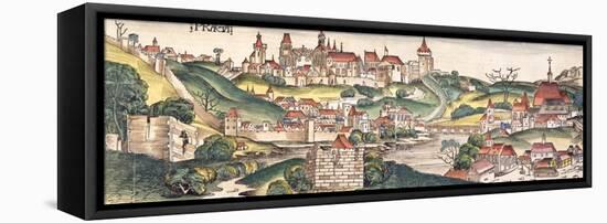 Bird's Eye View of Prague from the Nuremberg Chronicle by Hartmann Schedel 1493-null-Framed Premier Image Canvas