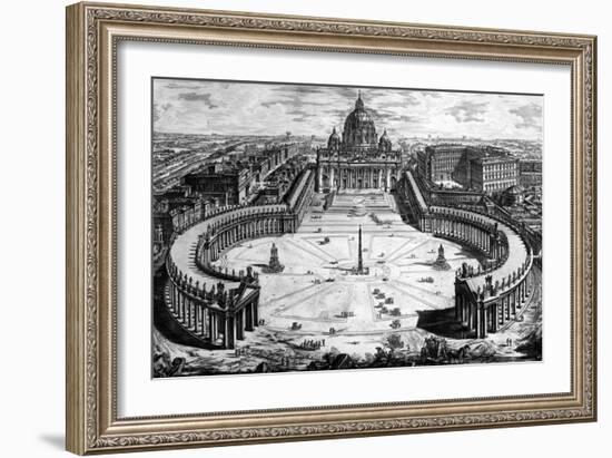 Bird's-Eye View of St. Peter's Basilica and Piazza, Form the 'Views of Rome' Series, C.1760-Giovanni Battista Piranesi-Framed Giclee Print