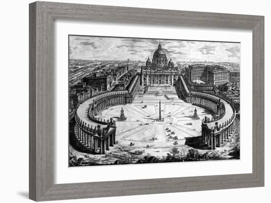 Bird's-Eye View of St. Peter's Basilica and Piazza, Form the 'Views of Rome' Series, C.1760-Giovanni Battista Piranesi-Framed Giclee Print
