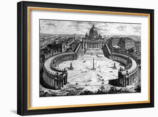 Bird's-Eye View of St. Peter's Basilica and Piazza, Form the 'Views of Rome' Series, C.1760-Giovanni Battista Piranesi-Framed Giclee Print