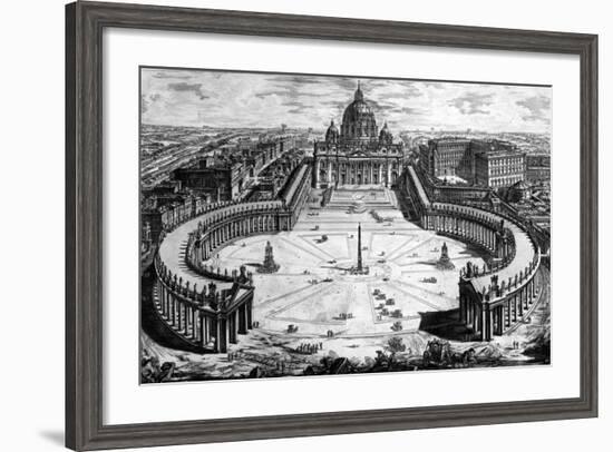 Bird's-Eye View of St. Peter's Basilica and Piazza, Form the 'Views of Rome' Series, C.1760-Giovanni Battista Piranesi-Framed Giclee Print