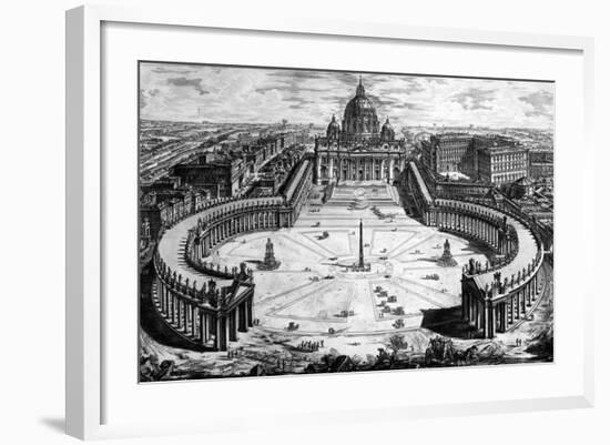 Bird's-Eye View of St. Peter's Basilica and Piazza, Form the 'Views of Rome' Series, C.1760-Giovanni Battista Piranesi-Framed Giclee Print