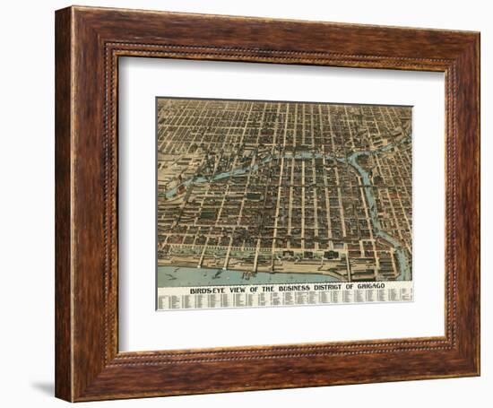 Bird’s Eye View of the Business District of Chicago, 1898-Poole Bros^-Framed Art Print