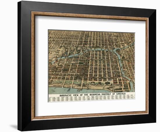 Bird’s Eye View of the Business District of Chicago, 1898-Poole Bros^-Framed Art Print