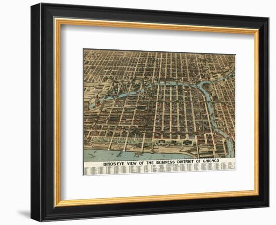 Bird’s Eye View of the Business District of Chicago, 1898-Poole Bros^-Framed Art Print