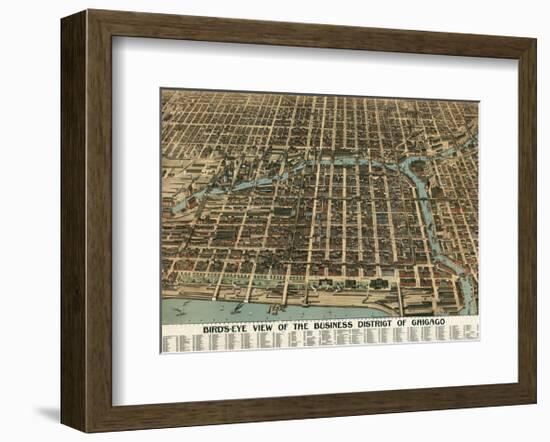Bird’s Eye View of the Business District of Chicago, 1898-Poole Bros^-Framed Art Print