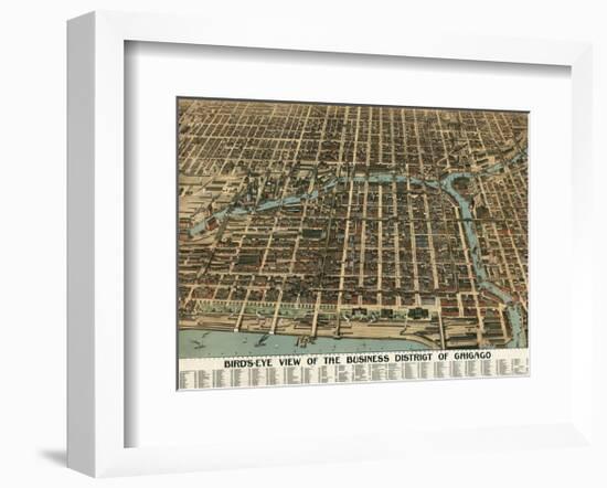 Bird’s Eye View of the Business District of Chicago, 1898-Poole Bros^-Framed Art Print