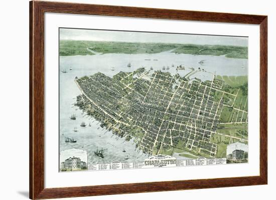 Bird’s Eye View of the City of Charleston, South Carolina, 1872-C^N^ Drie-Framed Giclee Print