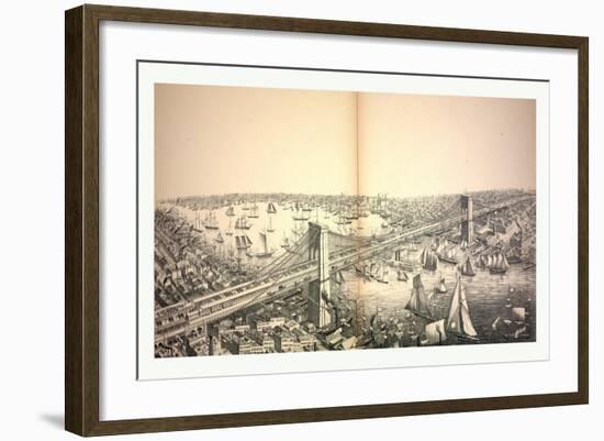 Bird's Eye View of the Great Suspension Bridge-null-Framed Giclee Print