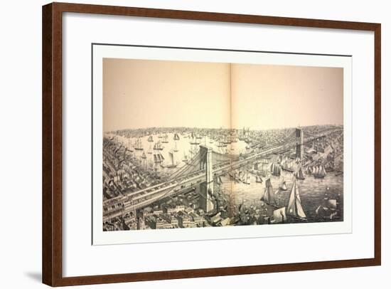 Bird's Eye View of the Great Suspension Bridge-null-Framed Giclee Print