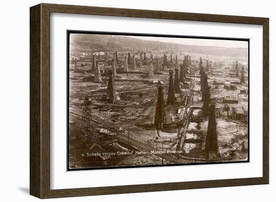Bird's Eye View of the Oilfield of the Creditu Minier Moreni-Prahova-null-Framed Art Print