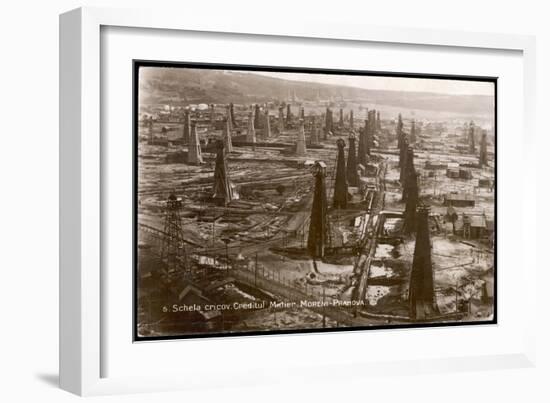 Bird's Eye View of the Oilfield of the Creditu Minier Moreni-Prahova-null-Framed Art Print