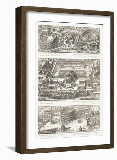 Bird's Eye Views Of: the Balbo and Marcello Theatres-Giovanni Battista Piranesi-Framed Giclee Print