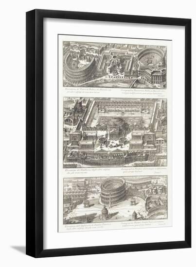 Bird's Eye Views Of: the Balbo and Marcello Theatres-Giovanni Battista Piranesi-Framed Giclee Print
