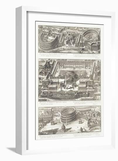 Bird's Eye Views Of: the Balbo and Marcello Theatres-Giovanni Battista Piranesi-Framed Giclee Print