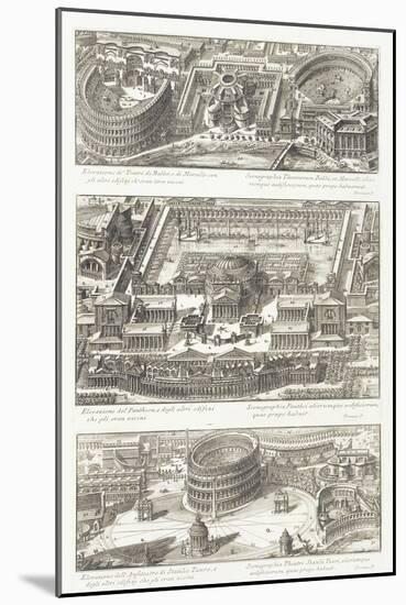 Bird's Eye Views Of: the Balbo and Marcello Theatres-Giovanni Battista Piranesi-Mounted Giclee Print