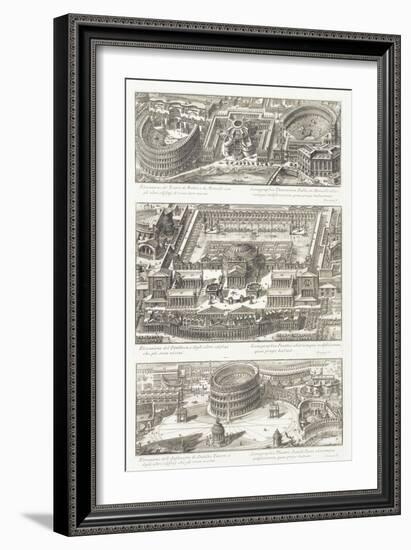 Bird's Eye Views Of: the Balbo and Marcello Theatres-Giovanni Battista Piranesi-Framed Giclee Print