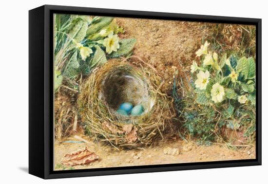 Bird's Nest with Three Blue Eggs and Primroses-William Henry Hunt-Framed Premier Image Canvas