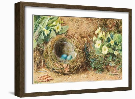 Bird's Nest with Three Blue Eggs and Primroses-William Henry Hunt-Framed Giclee Print