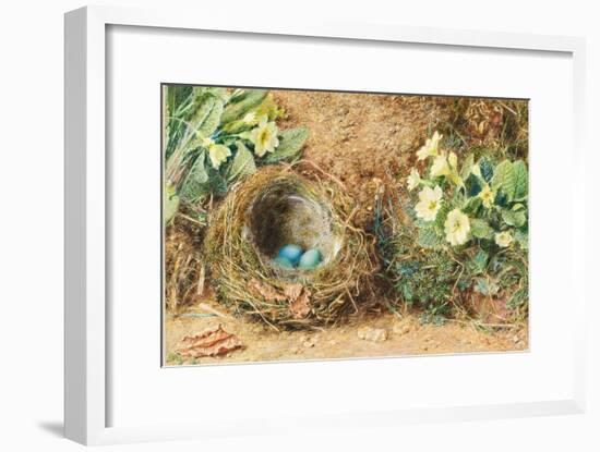 Bird's Nest with Three Blue Eggs and Primroses-William Henry Hunt-Framed Giclee Print